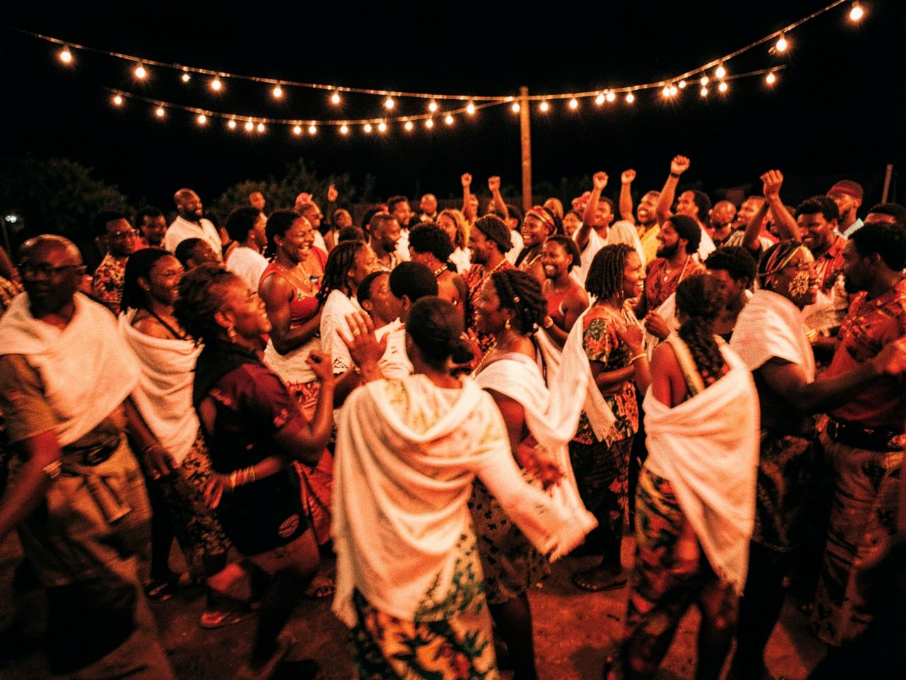 Tigrayan diaspora community celebrating together at night